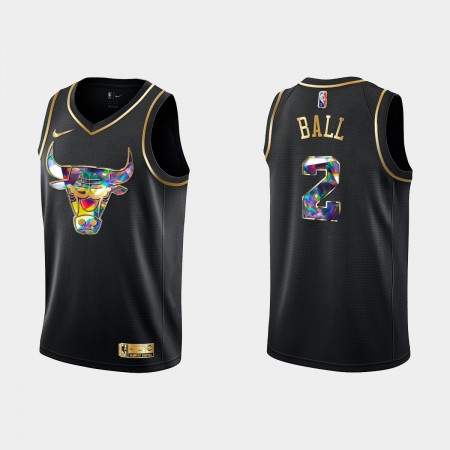 Maglia NBA Chicago Bulls Lonzo Ball 2 Nike 2021-22 Nero Golden Edition 75th Anniversary Diamond Swingman - Uomo